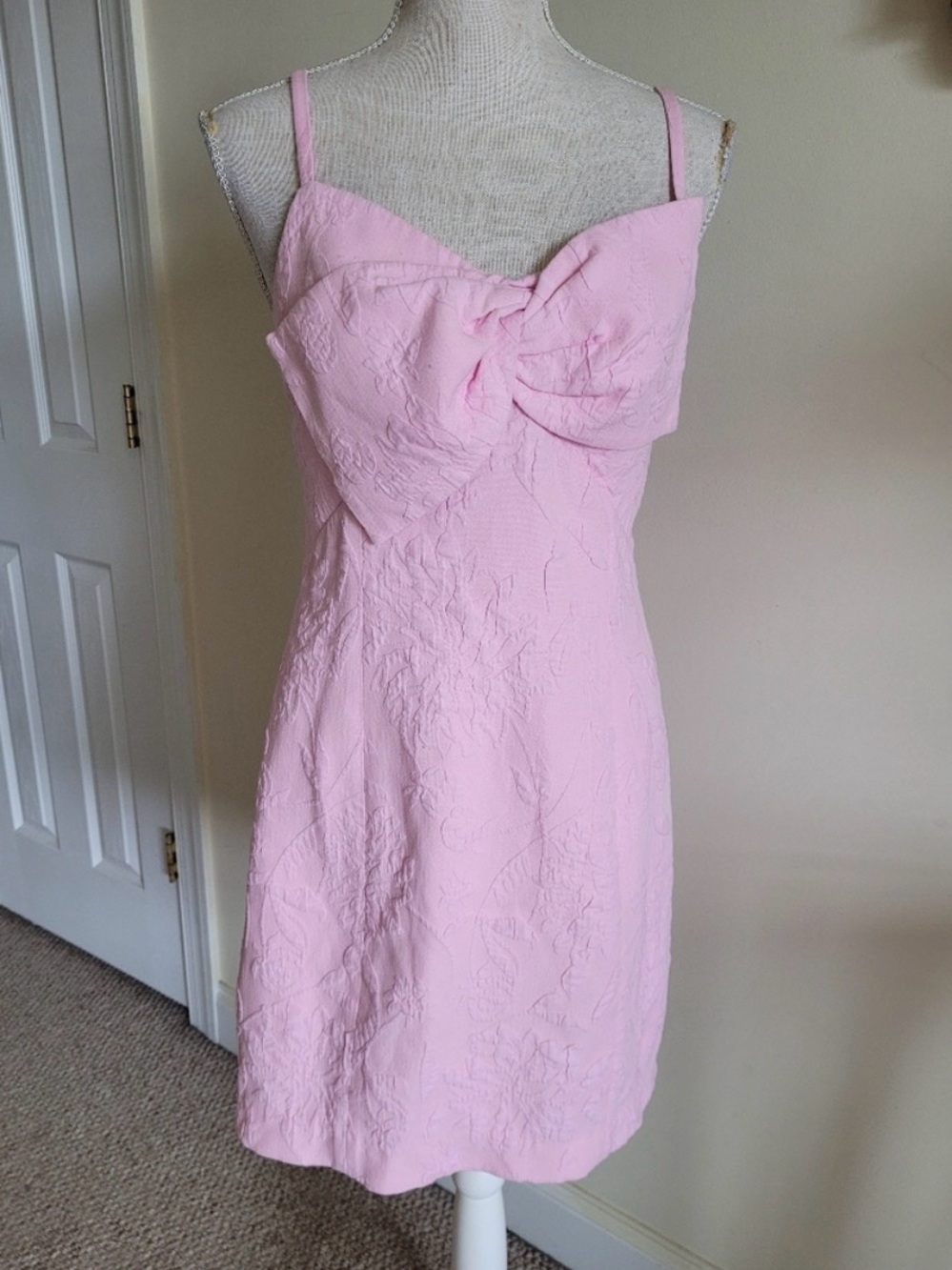 🌸Lilly Pulitzer Light Pink Bow-Front Spaghetti Strap Mini Dress - Picture 4 of 6